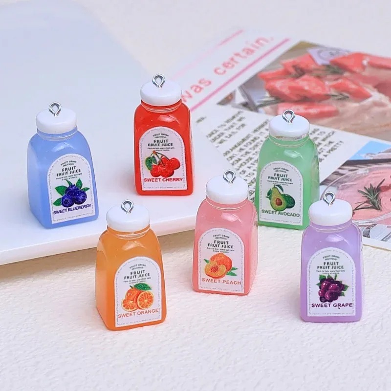 Resin Art Bottle - 10Pcs Kawaii Mini 3D Cherry Orange