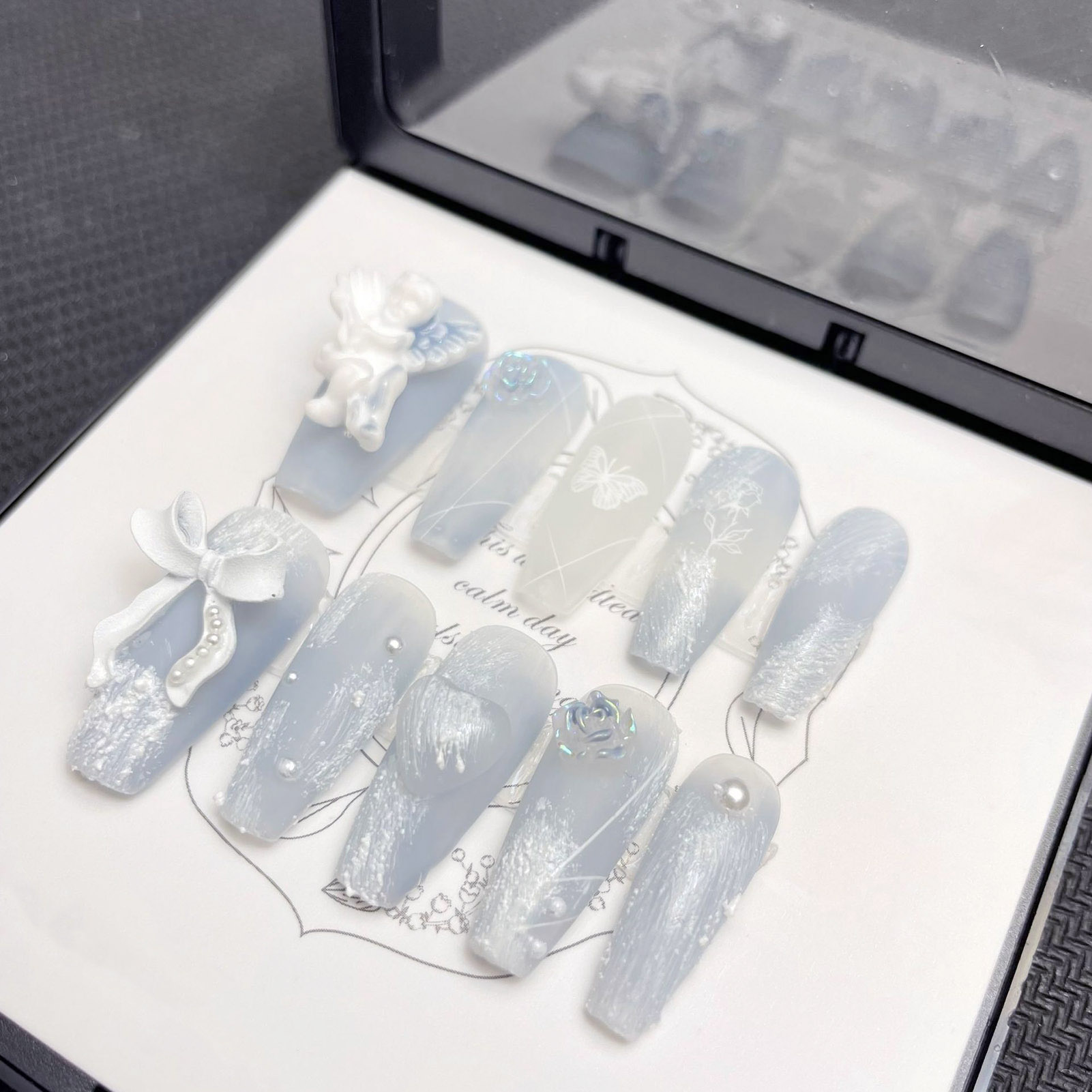 3D Plaster Angel False Nails G - огляд і ціна Resin Art Flowers