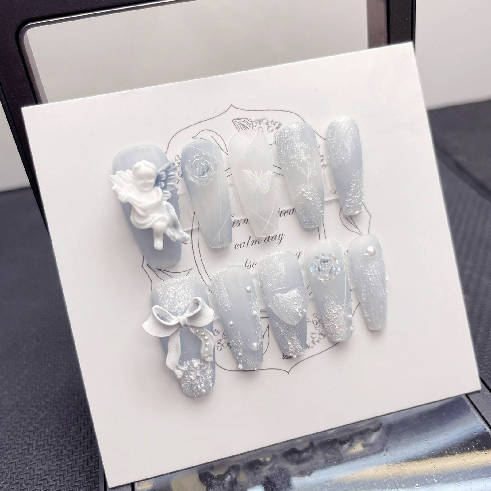 3D Plaster Angel False Nails G - огляд і ціна Resin Art Flowers