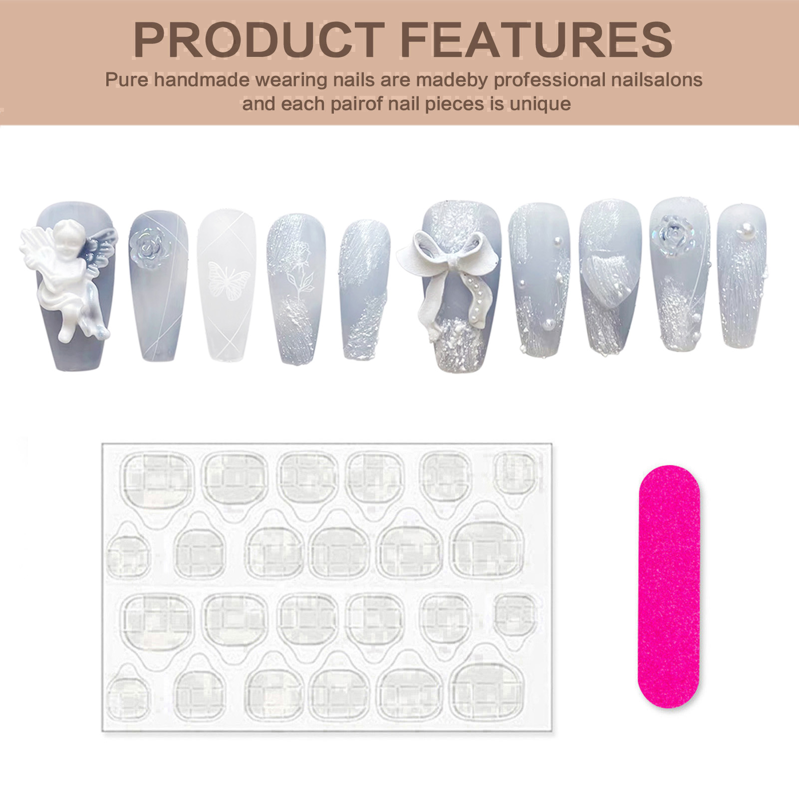 3D Plaster Angel False Nails G - огляд і ціна Resin Art Flowers
