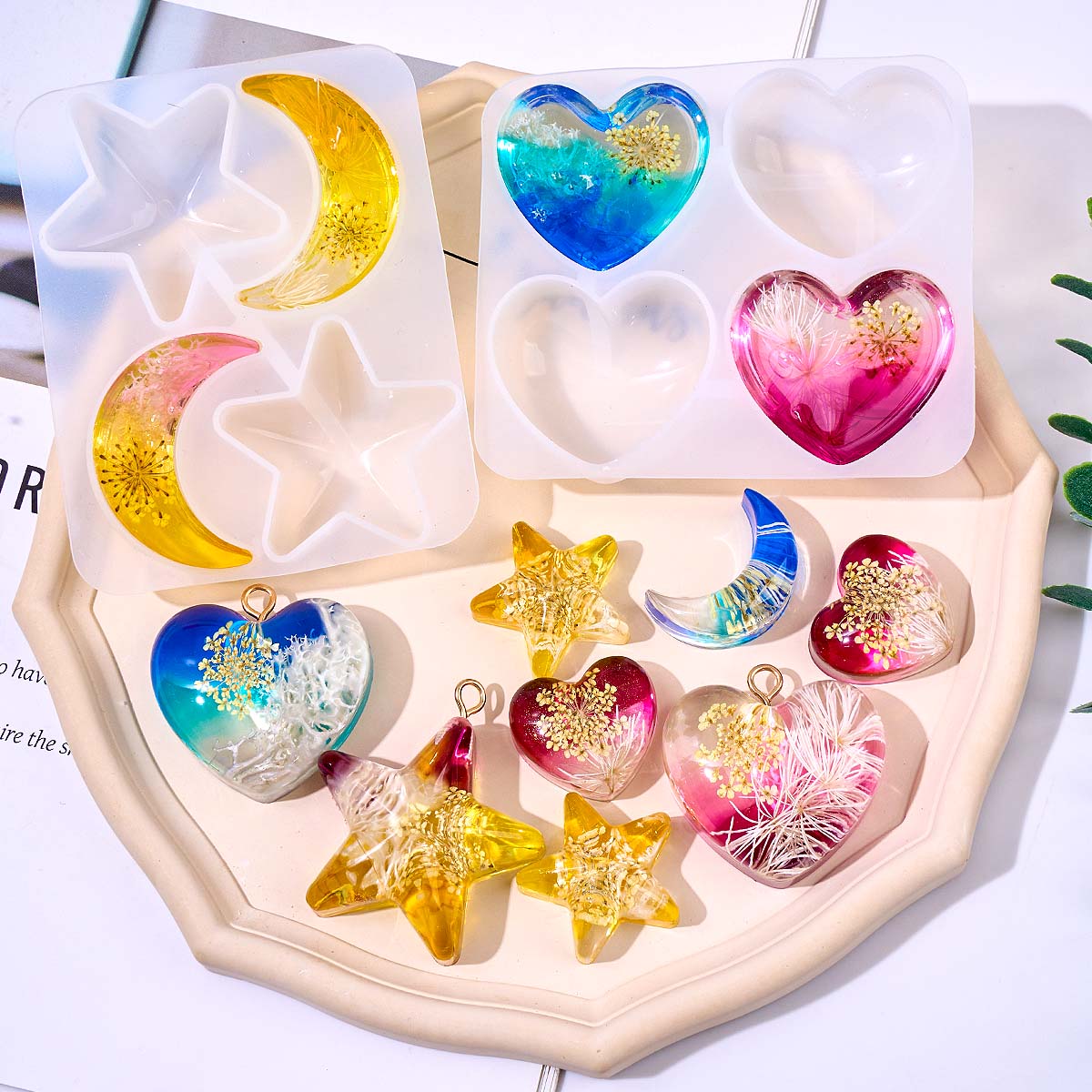 Heart Star Moon Pendant Silico - огляд і ціна Resin Art Acrylic