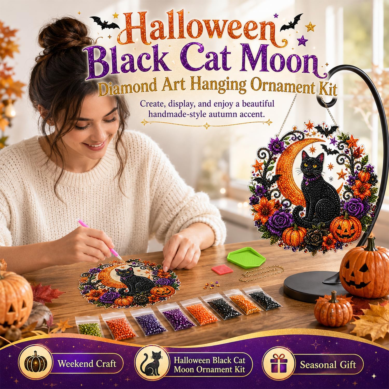 Halloween Pumpkins Diamond Art - огляд і ціна Resin Art Flowers