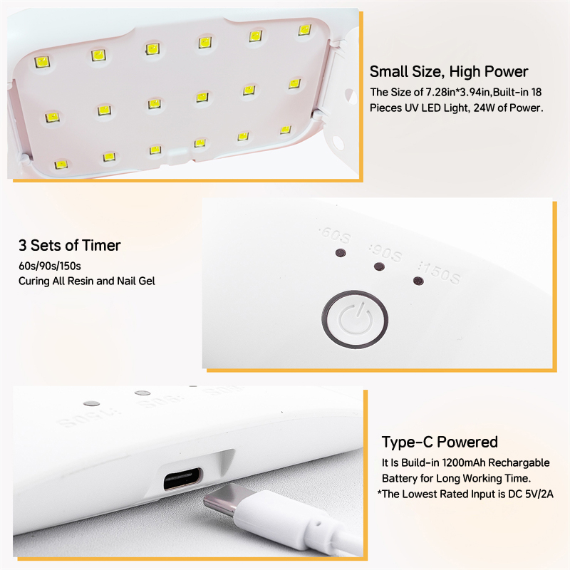 24W USB Rechargeable UV LED La - огляд і ціна Uv Lamp Nail Resin