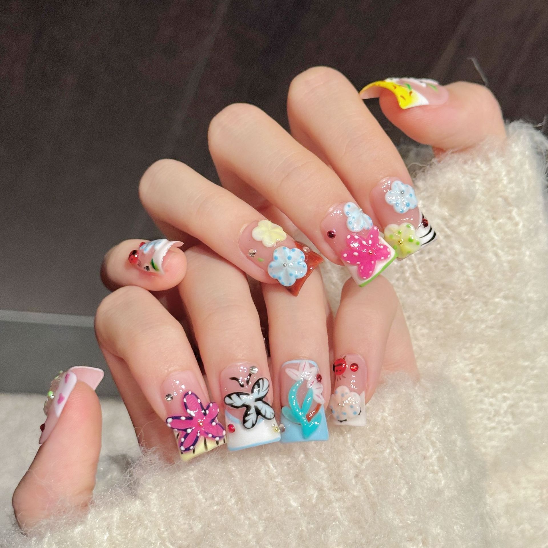 10PCS Duck Handmade Press On N - огляд і ціна Resin Art Flowers