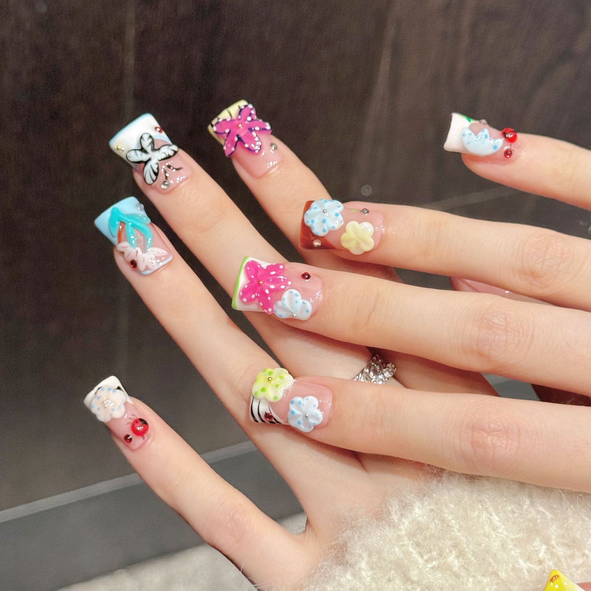 10PCS Duck Handmade Press On N - огляд і ціна Resin Art Flowers