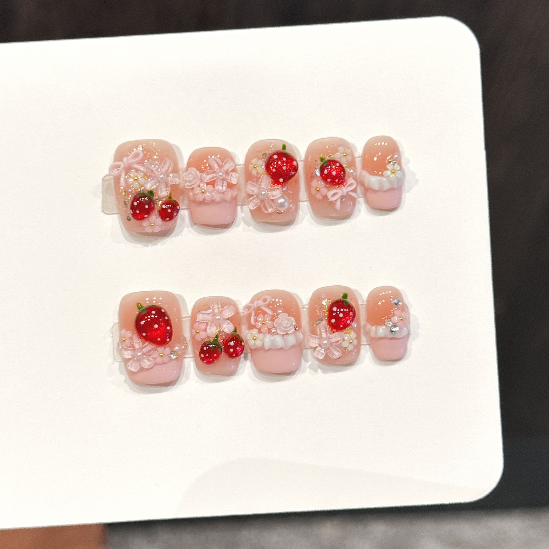 10pcs Cute Red Strawberry Pres - огляд і ціна Resin Art Flowers