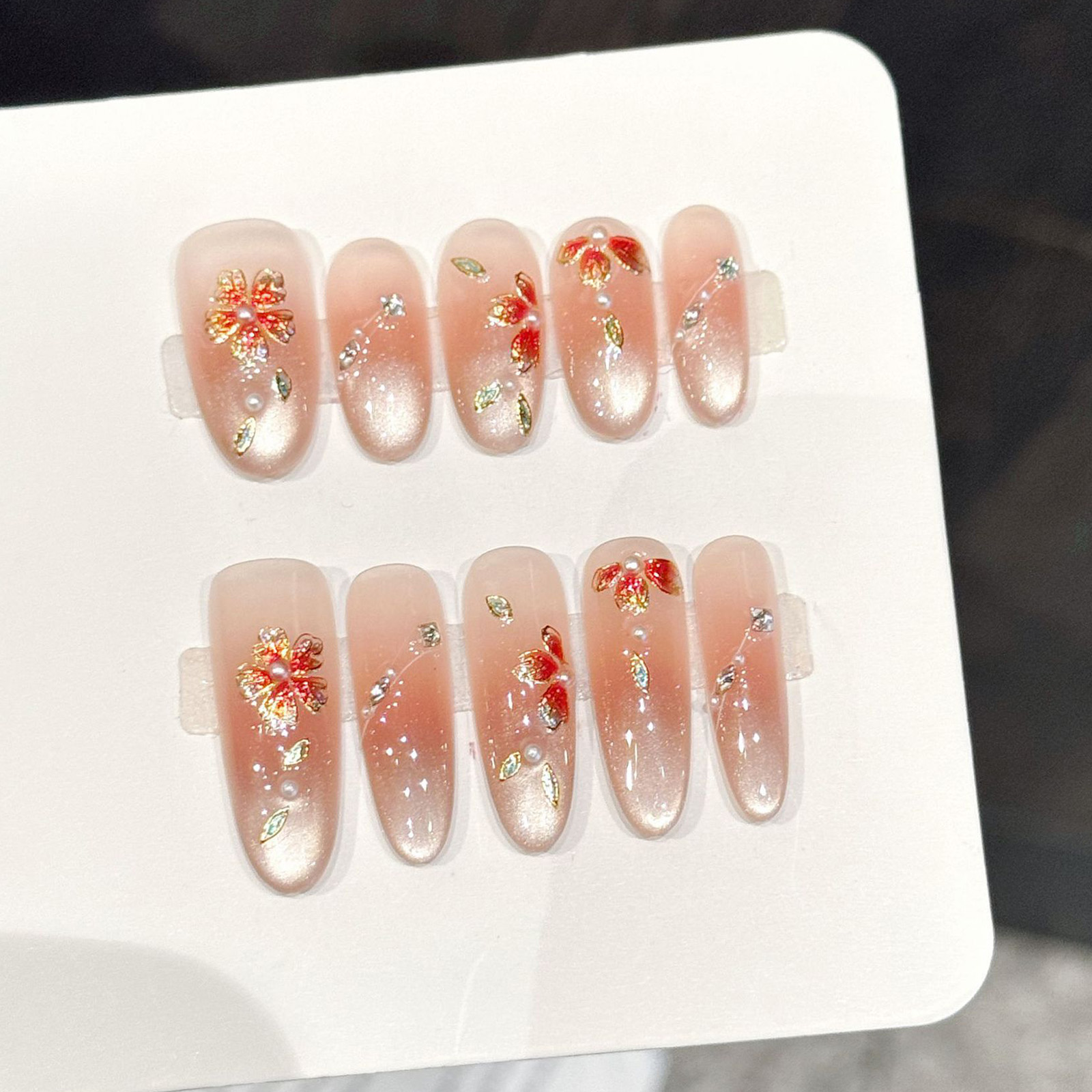 10pcs Handmade Fake Nails Pres - огляд і ціна Resin Art Flowers
